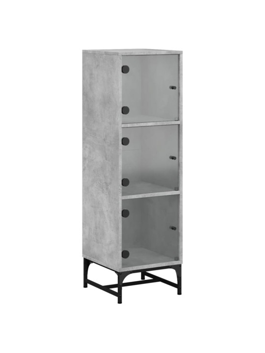 Highboard se skleněnými dvířky betonově šedý 35 x 37 x 120 cm