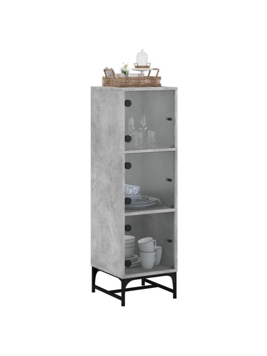 Highboard se skleněnými dvířky betonově šedý 35 x 37 x 120 cm