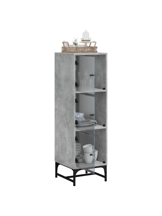 Highboard se skleněnými dvířky betonově šedý 35 x 37 x 120 cm