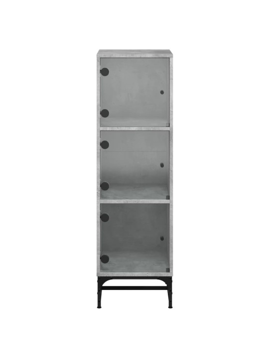 Highboard se skleněnými dvířky betonově šedý 35 x 37 x 120 cm