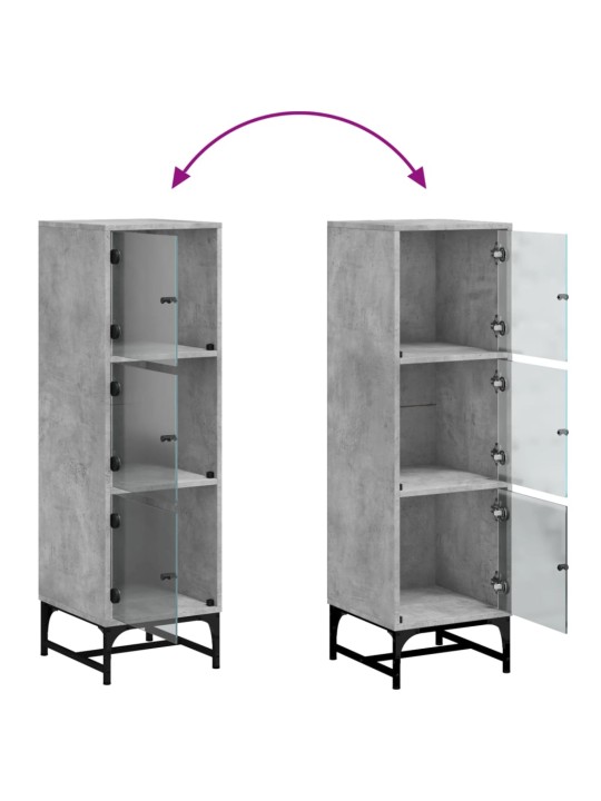 Highboard se skleněnými dvířky betonově šedý 35 x 37 x 120 cm