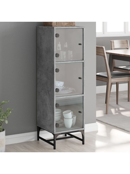 Highboard se skleněnými dvířky betonově šedý 35 x 37 x 120 cm