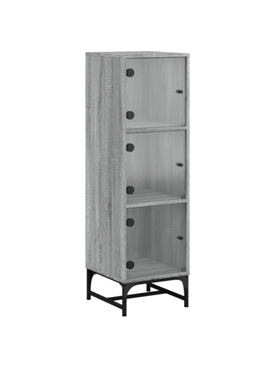 Highboard se skleněnými dvířky šedý sonoma 35 x 37 x 120 cm