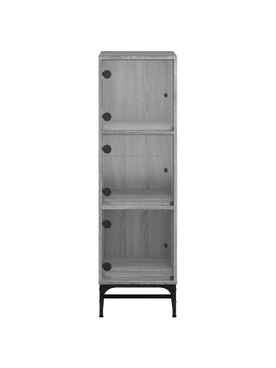 Highboard se skleněnými dvířky šedý sonoma 35 x 37 x 120 cm