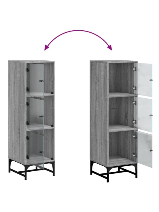 Highboard se skleněnými dvířky šedý sonoma 35 x 37 x 120 cm