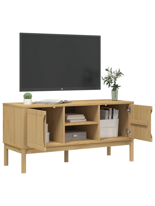 TV stolek FLORO voskově hnědý 114x43x55 cm masivní borové dřevo