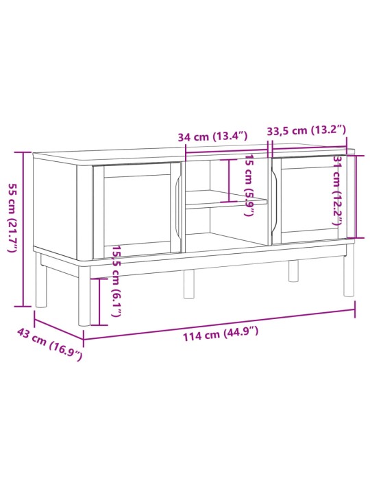 TV stolek FLORO voskově hnědý 114x43x55 cm masivní borové dřevo