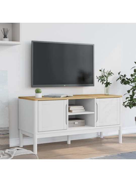 TV stolek FLORO bílý 114 x 43 x 55 cm masivní borové dřevo