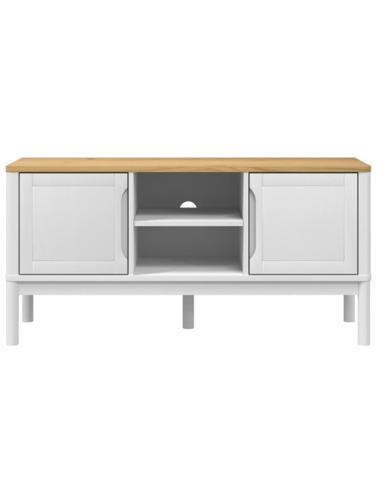 TV stolek FLORO bílý 114 x 43 x 55 cm masivní borové dřevo