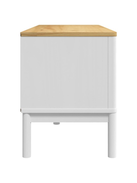 TV stolek FLORO bílý 114 x 43 x 55 cm masivní borové dřevo