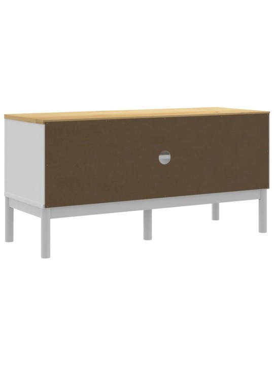 TV stolek FLORO bílý 114 x 43 x 55 cm masivní borové dřevo