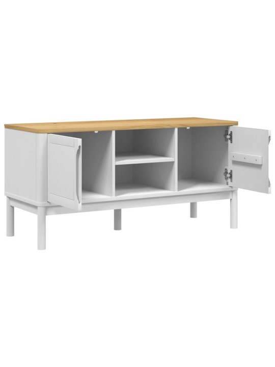TV stolek FLORO bílý 114 x 43 x 55 cm masivní borové dřevo