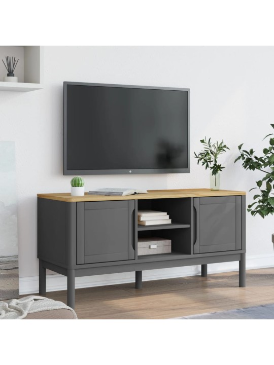 Tv stolek floro šedý 114 x 43 x 55 cm masivní borové dřevo