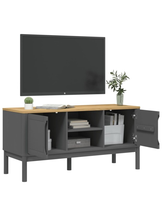 Tv stolek floro šedý 114 x 43 x 55 cm masivní borové dřevo
