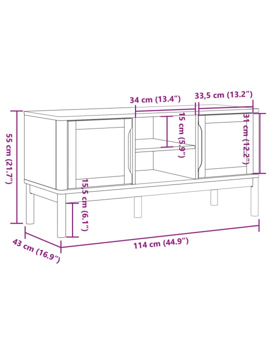 Tv stolek floro šedý 114 x 43 x 55 cm masivní borové dřevo