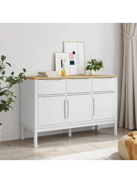 Příborník FLORO bílý 114 x 43 x 74 cm masivní borovice