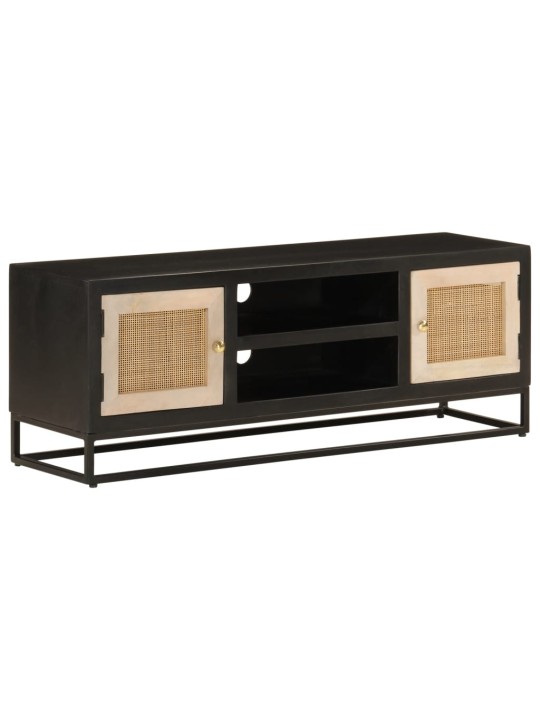 Tv skříňka černá 110 x 30 x 40 cm masivní mangovník a železo