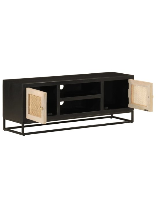 Tv skříňka černá 110 x 30 x 40 cm masivní mangovník a železo