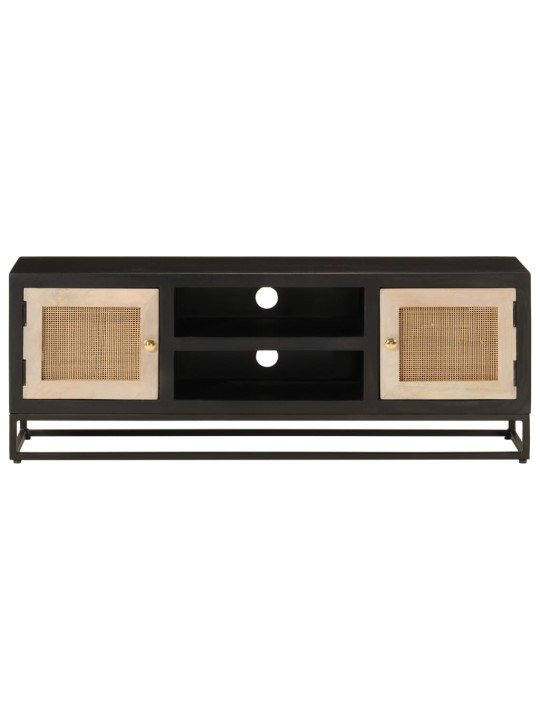 Tv skříňka černá 110 x 30 x 40 cm masivní mangovník a železo