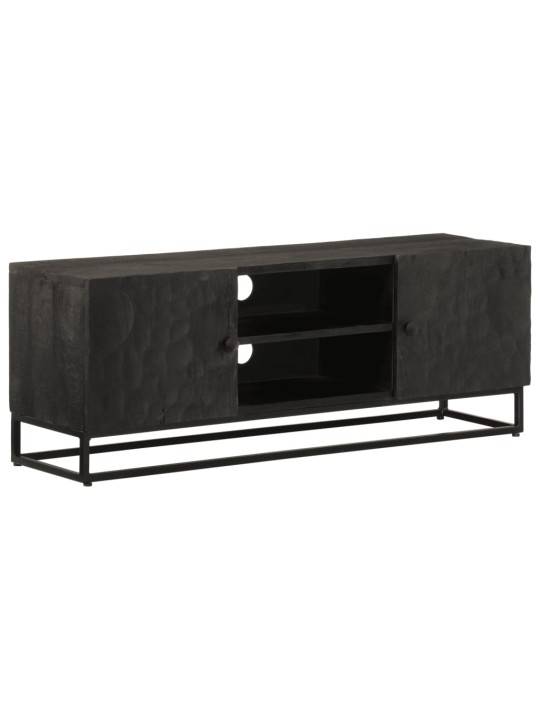 Tv skříňka černá 110 x 30 x 40 cm masivní mangovník a železo