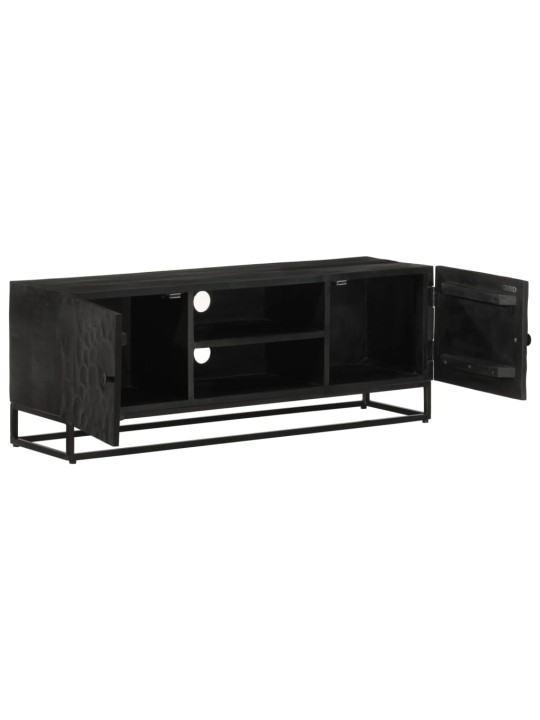 Tv skříňka černá 110 x 30 x 40 cm masivní mangovník a železo