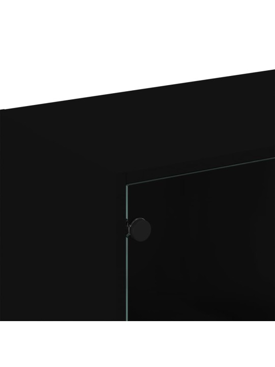 Knihovna s dvířky černá 136 x 37 x 109 cm kompozitní dřevo