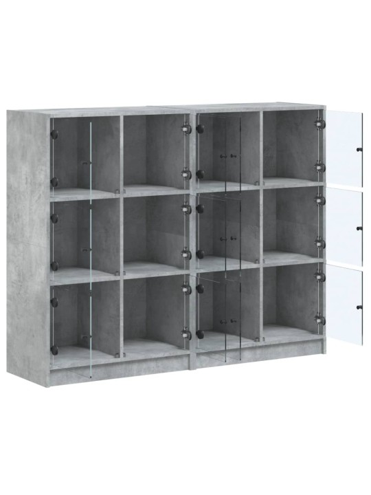 Knihovna s dvířky betonově šedá 136x37x109 cm kompozitní dřevo