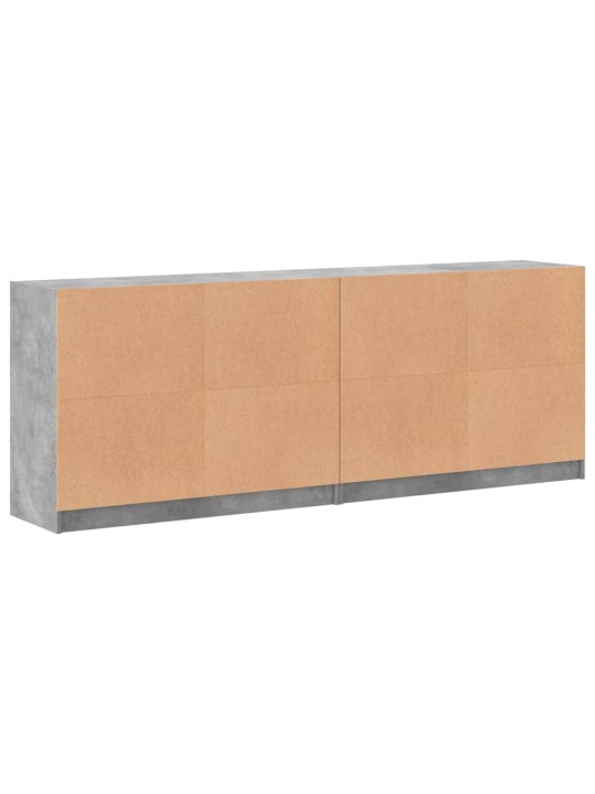 Knihovna s dvířky betonově šedá 204x37x75 cm kompozitní dřevo
