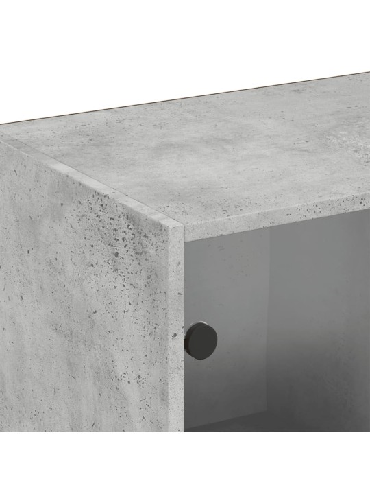 Knihovna s dvířky betonově šedá 204x37x75 cm kompozitní dřevo