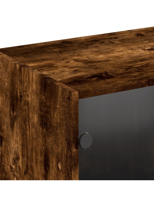 Knihovna s dvířky kouřový dub 204 x 37 x 75 cm kompozitní dřevo