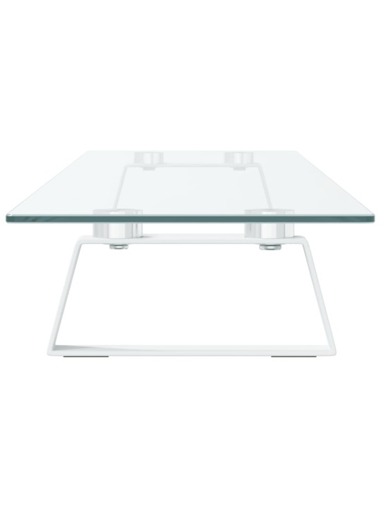 Stojan na monitor bílý 100 x 20 x 8 cm tvrzené sklo a kov