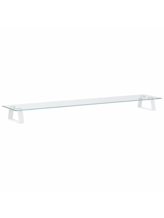 Stojan na monitor bílý 100 x 20 x 8 cm tvrzené sklo a kov