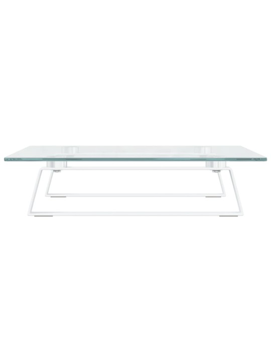 Stojan na monitor bílý 40 x 35 x 8 cm tvrzené sklo a kov