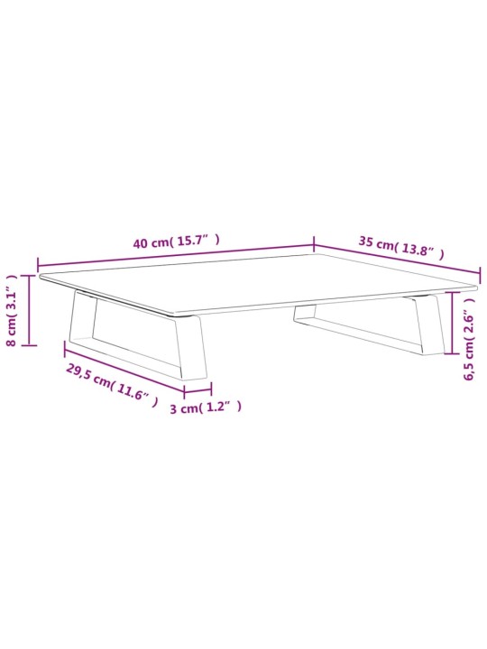 Stojan na monitor bílý 40 x 35 x 8 cm tvrzené sklo a kov