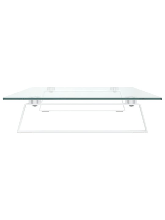 Stojan na monitor bílý 80 x 35 x 8 cm tvrzené sklo a kov