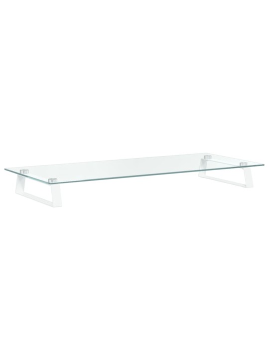 Stojan na monitor bílý 80 x 35 x 8 cm tvrzené sklo a kov