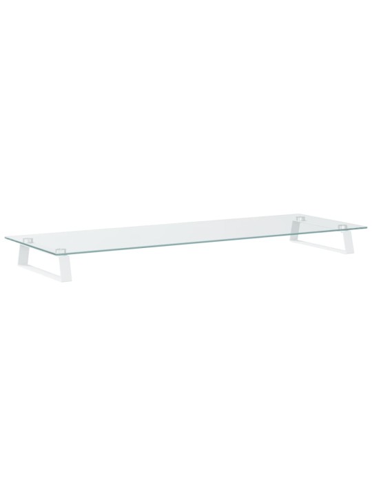 Stojan na monitor bílý 100 x 35 x 8 cm tvrzené sklo a kov