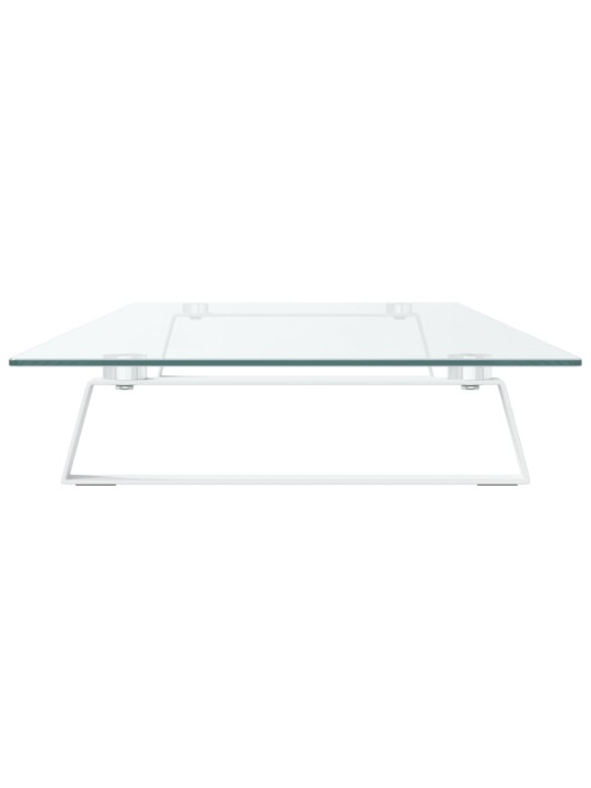 Stojan na monitor bílý 100 x 35 x 8 cm tvrzené sklo a kov