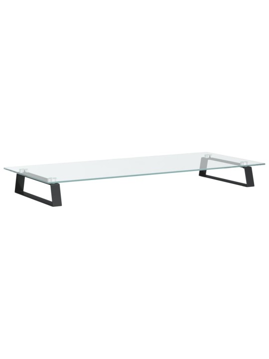 Stojan na monitor černý 80 x 35 x 8 cm tvrzené sklo a kov