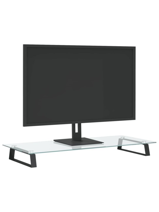 Stojan na monitor černý 80 x 35 x 8 cm tvrzené sklo a kov