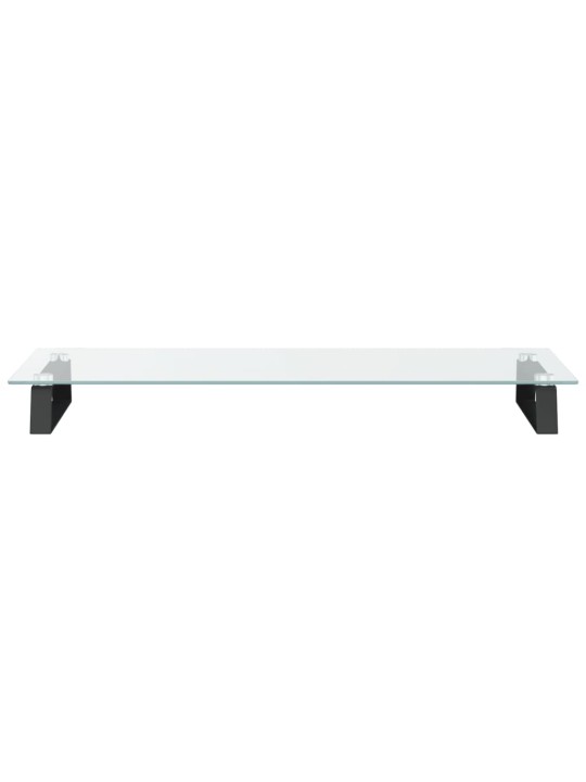 Stojan na monitor černý 80 x 35 x 8 cm tvrzené sklo a kov