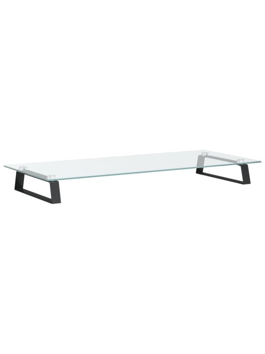 Stojan na monitor černý 80 x 35 x 8 cm tvrzené sklo a kov