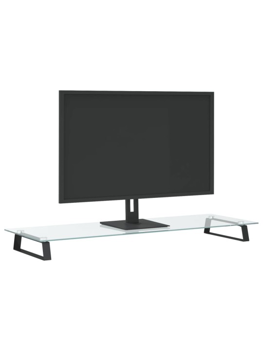 Stojan na monitor černý 100 x 35 x 8 cm tvrzené sklo a kov