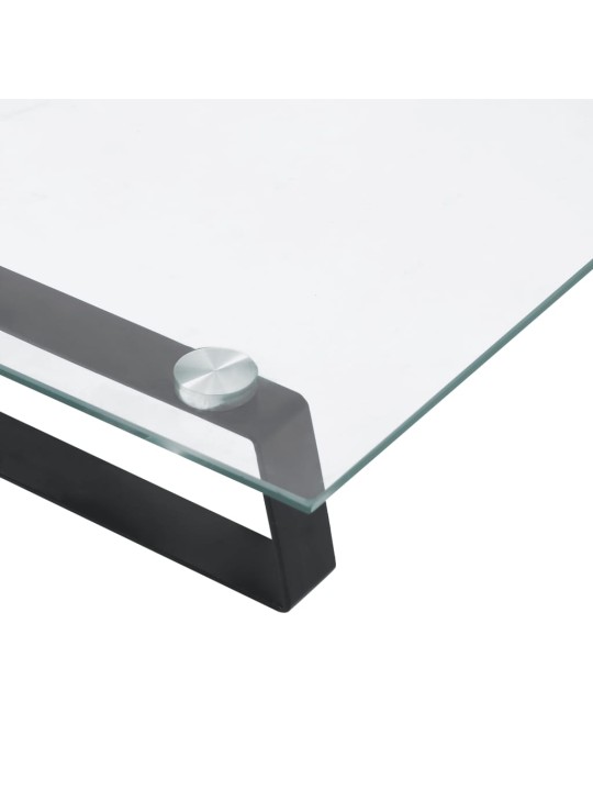 Stojan na monitor černý 100 x 35 x 8 cm tvrzené sklo a kov