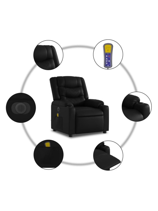Elektrické masážní polohovací křeslo černé umělá kůže