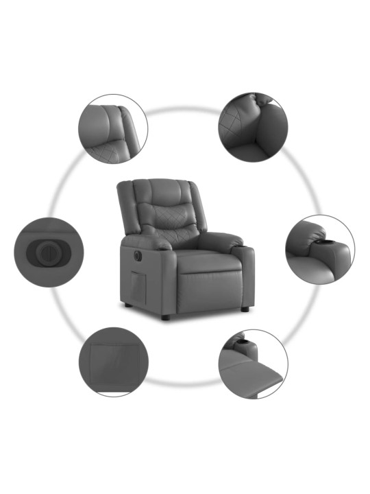 Elektrické zvedací polohovací křeslo šedé umělá kůže