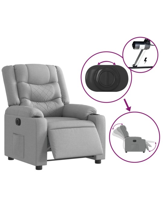 Elektrické polohovací křeslo světle šedé textil