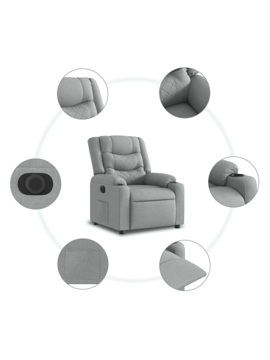 Elektrické polohovací křeslo světle šedé textil