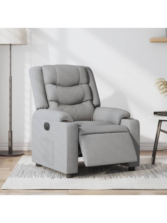 Elektrické polohovací křeslo světle šedé textil