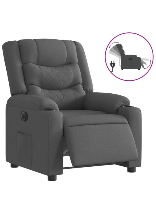 Elektrické polohovací křeslo tmavě šedé textil